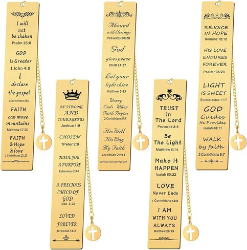 5 Pcs Christian Gifts for Women Metal Religious Bible Verse Bookmark Gifts for Friend Inspirational Christian Bookmarks with Church Cross Chain Scripture Bookmarks for Men Bulk Gift(Silver) in Saudi Arabia