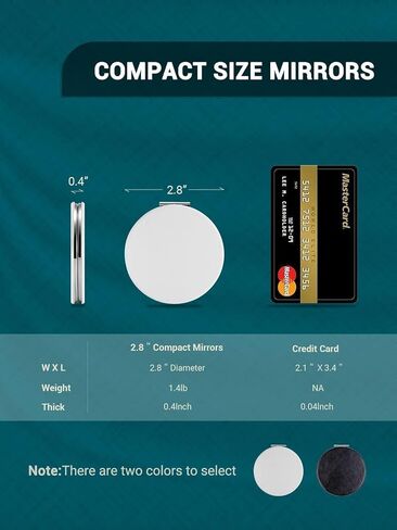 Getinbulk Compact Mirror,Double-Sided Makeup Small Mirror for Purse with 1x/3x Magnification PU Leather (Black, 2.8") in Kuwait