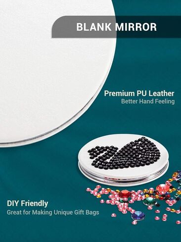 Getinbulk Compact Mirror,Double-Sided Makeup Small Mirror for Purse with 1x/3x Magnification PU Leather (Black, 2.8") in Kuwait