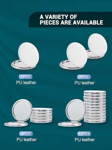 Getinbulk Compact Mirror,Double-Sided Makeup Small Mirror for Purse with 1x/3x Magnification PU Leather (Black, 2.8") in Kuwait