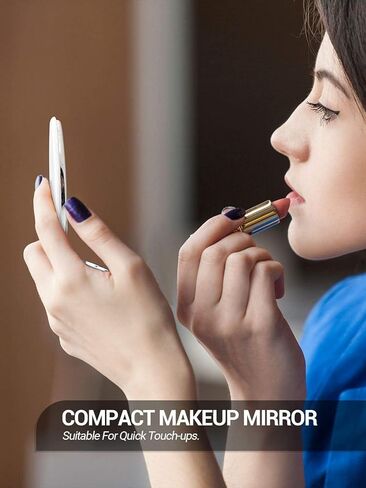 Getinbulk Compact Mirror,Double-Sided Makeup Small Mirror for Purse with 1x/3x Magnification PU Leather (Black, 2.8") in Kuwait