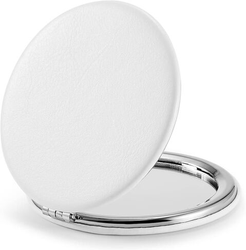 Getinbulk Compact Mirror,Double-Sided Makeup Small Mirror for Purse with 1x/3x Magnification PU Leather (Black, 2.8") in Kuwait