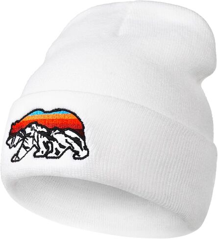 Knit Winter Beanie Hats for Men Women Cuffed Skull Cap with Mountain Embroidery Outdoor Christmas & New Year Gifts in Kuwait
