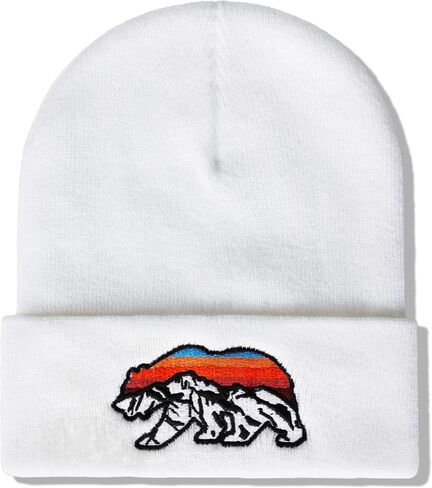 Knit Winter Beanie Hats for Men Women Cuffed Skull Cap with Mountain Embroidery Outdoor Christmas & New Year Gifts in Kuwait