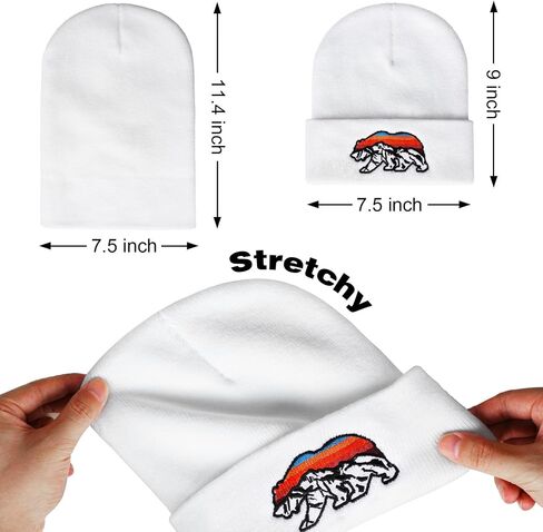 Knit Winter Beanie Hats for Men Women Cuffed Skull Cap with Mountain Embroidery Outdoor Christmas & New Year Gifts in Kuwait