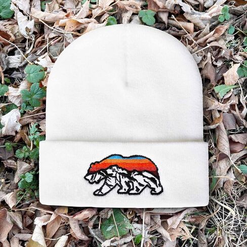Knit Winter Beanie Hats for Men Women Cuffed Skull Cap with Mountain Embroidery Outdoor Christmas & New Year Gifts in Kuwait