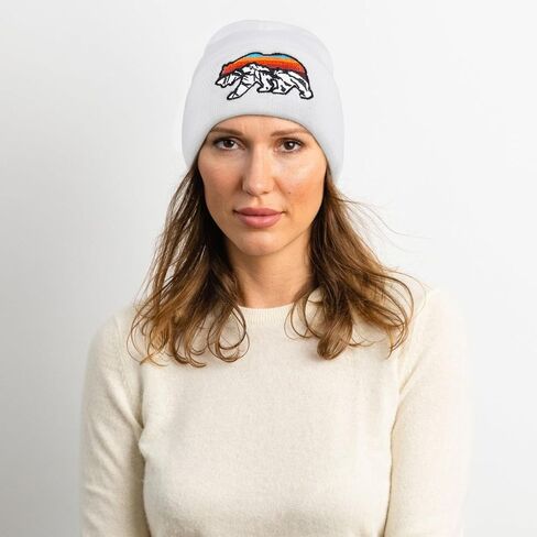 Knit Winter Beanie Hats for Men Women Cuffed Skull Cap with Mountain Embroidery Outdoor Christmas & New Year Gifts in Kuwait