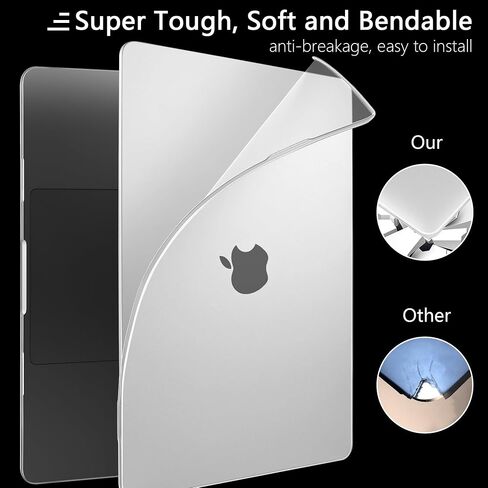 متوافق مع حافظة M3 M2 MacBook Air 15 بوصة A3114 A2941، حافظة رفيعة للغاية ومضادة لبصمات الأصابع لجهاز 2024 2023 MacBook Air 15.3 بوصة مع شريحة M3 M2 وشاشة Retina Touch ID، شفاف in Kuwait