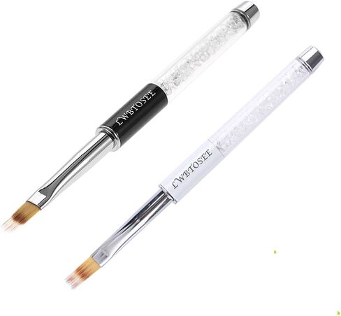LWBTOSEE 2pc Nail Ombre Brush Nail Art Painting Pen Brush UV Gel Polish Gradient Color Rhinestone Crystal Acrylic Nail Drawing Pen in Saudi Arabia