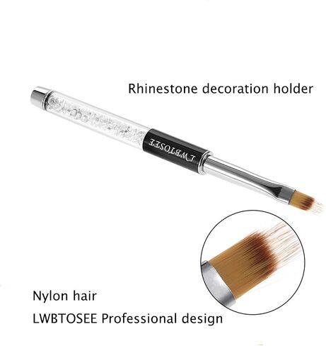 LWBTOSEE 2pc Nail Ombre Brush Nail Art Painting Pen Brush UV Gel Polish Gradient Color Rhinestone Crystal Acrylic Nail Drawing Pen in Saudi Arabia