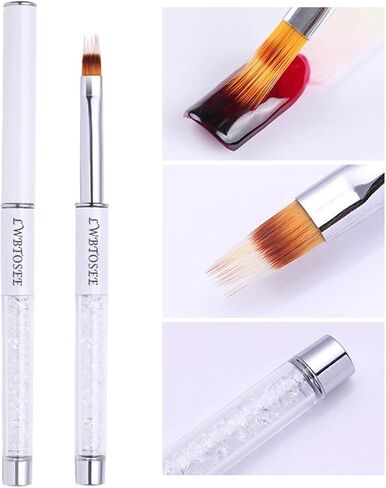 LWBTOSEE 2pc Nail Ombre Brush Nail Art Painting Pen Brush UV Gel Polish Gradient Color Rhinestone Crystal Acrylic Nail Drawing Pen in Saudi Arabia