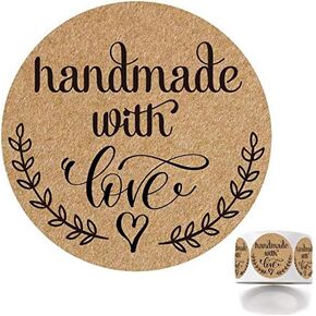 دائرية مقاس 1.4 سم مصنوعة يدويًا مع ملصقات الحب، 500 ملصق على الطراز الريفي لكل لفة، رائعة للهدايا، كختم مغلف أو لتزيين البطاقات وصفحات سجل القصاصات. in Kuwait