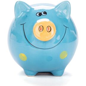 Ceramic Piggy Bank for Kids Cute Coin Bank for Girls and Boys Gift Blue