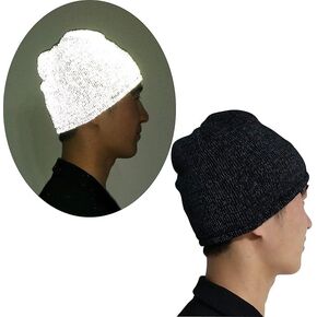 Reflective Black Beanie for Women Men