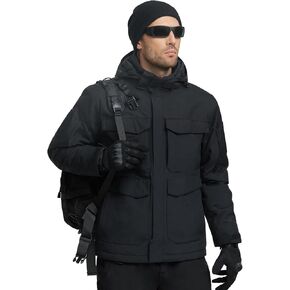 FREE SOLDIER Men's Waterproof Ski Winter Jacket Warm Winter Snow Snowboard Coat with Multi Pockets Detachable Hood