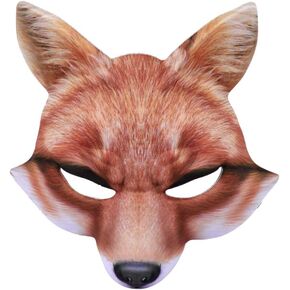 Venetian Mask Halloween Fox Half Mask Cosplay Animal Face Mask Realistic EVA Party Mask for Halloween Cosplay Costume Accessory (Yellow) Carnival Mask