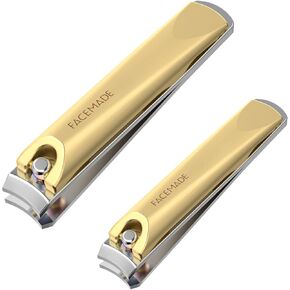 FACEMADE Nail Clippers Set, Stainless Steel Toenail and Fingernail Clippers, 2 Pack(Large and Small) Ultra Sharp Sturdy Nail Cutter with Case and Nail File, Used for Thick Nails, Men and Women