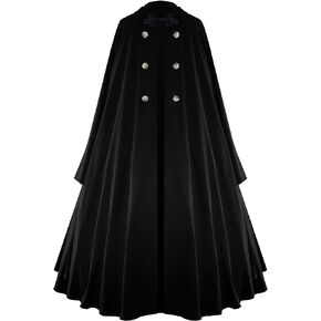 Victorian Vagabond Hooded Steampunk Gothic Medieval Cape Cloak with Sleeves