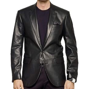 Isaac & David Chicago Lambskin Genuine Casual Wear Leather Blazer Sport Coat with Classic Button Closure for Men