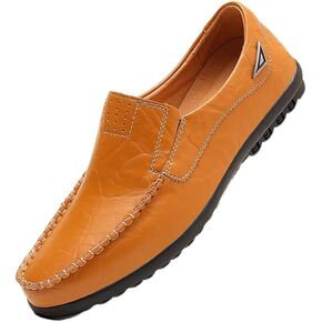 Men's Loafers Slip On Casual Leather Shoes Driving Walking Shoes