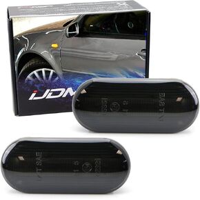 iJDMTOY Smoked Lens Amber Full LED Front Side Marker Light Kit Compatible With Volkswagen MK4 Jetta GTI R32 Beetle etc., Powered by 15-SMD LED, Replace OEM Sidemarker Lamps