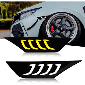 T T-ABC New Shark Fins Style LED Lights Compatible with 2016-2021 Honda Civic Side Mark Light Sedan Hatchback Coupe Touring Sport EX LX Type R FK7/8 10th Gen Accessories DRL Sequential Replacement (M)