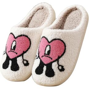 Cute Bunny Slippers for Women Men, Fuzzy Cartoon Slippers Plush Warm Love Pattern Kawaii Slippers, Womens Slippers, Couple Slippers, Autumn Winter Slippers