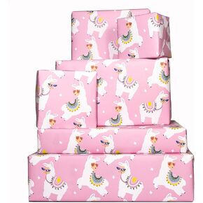 CENTRAL 23 - Llama Wrapping Paper - 6 Gift Wrap Sheets - Sassy Llamas - Pink - Birthday Wrap for Women Her Girls Teenagers