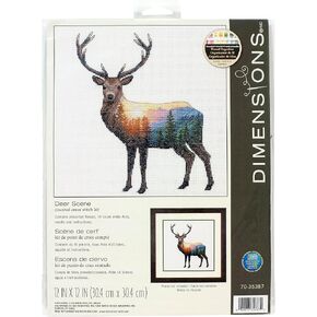 Dimensions SIMPLICITY CREATIVE CORP Cross Stitch, Deer Scene, 12" x 12" (14 Count)