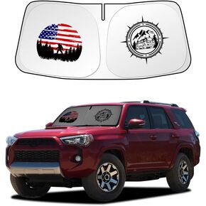Windshield Sunshade Custom Fit for 4runner 2010-present Foldable SUV Front Sun Shield Protector Max UV Blocking and Keep The Vehicle Cool (US Flag Wildman, 4runner 2010-present)