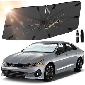 2024 Windshield Sun Shade Custom Fit for Kia K5 2021-2025 Accessories, Upgraded Car Sunshade Umbrella with 360° Rotation, Foldable Sun Shield Cover for Car Windshield Block UV Rays