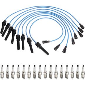 ENA Set of Blue Wire Set with 16 Spark Plug Compatible with Chrysler Aspen 5.7L V8