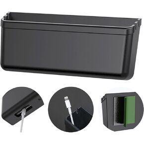 Car Phone Storage Box, 1 Pcs Large Multifunction Adhesive Storage Box with Two Charging Holes Truck Auto Interior Organizer Suitable for Cars, Trucks, Rooms, Living Rooms, Kitchens, Offices