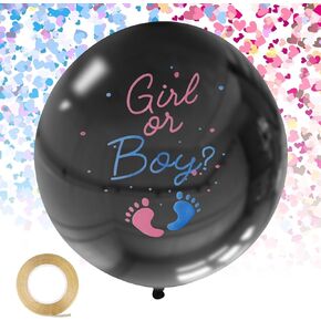 Gender Reveal Balloons Boy or Girl Balloon with Blue Pink Confetti for Baby Shower Gender Reveal Ideas Party Supplies Decoration Neutral Colors Bear Baby Shower