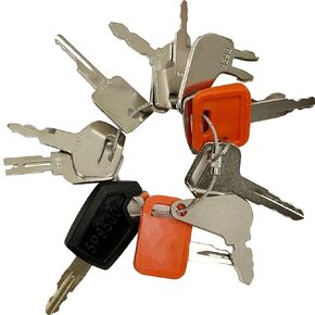 12 Heavy Equipment Keys, Construction Key Master Set for Cat Caterpillar Case JD John Deere Hyster Komatsu Takeuchi Lucas Ford New Holland