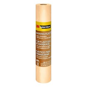 3M Hand-Masker Masking Plastic, 12 in x 120 yds, Easy To Wrap Around Objects, No Paint Bleed-Through, Minimize Messy Clean-Up, Waterproof, 1 Roll (MPL12)