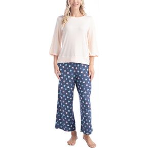 Goodnight Kiss Fall Fable Butter Knit 3/4 Sleeve and Capri Pant Pajama Set, Multiple Sizes, Multiple Colors