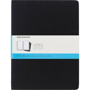 مجلة Moleskine Cahier، غطاء ناعم، جيب (3.5 بوصة × 5.5 بوصة) عادي/فارغ، أسود، 64 صفحة (مجموعة من 3)