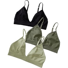 Milumia Women's 3 Pack Triangle Bralettes Adjustable Straps Soft Wirefree Everyday Bras