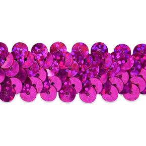 Trims by the Yard 5 Yards of 2 Row 7/8" Starlight Hologram Stretch Sequin Trim, Magenta