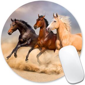 Mouse Pad A Group of Horses Run in The Sand Non-Slip Rubber Base Mouse Mat Computer Round Mousepad