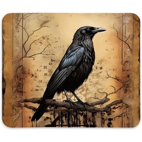 QIYUHOY Vintage Crow Mousepad,Winter Christmas Decorations for Home,Christmas Birthday Gifts,Non-Slip Rubber Base Mousepad for Home Gaming Laptop,9.5x7.9 in Pads,Mouse Pads