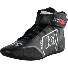K1 GTX-1 Adult Soft Leather and Nomex® Auto Racing Shoes - SFI 3.3/5 - Black, Grey Size 11