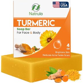 Herblov Turmeric Soap Bar for Face & Body – Natural Turmeric Skin Soap Wash for Dark Spots, Intimate Areas, Underarms – Turmeric Brightening Face Soap Cleanses Skin, Great for Acne, Scars – 4oz Turmeric Bar Soap for All Skin Types Made in USA (Turmeric Se