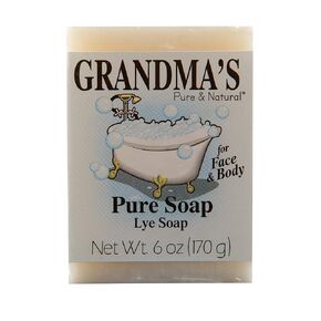Grandma's Pure Lye Soap Bar - 6.0 oz Unscented Face & Body Wash Cleans with No Detergens, Dyes & Fragrances - 60018, pack-of-6