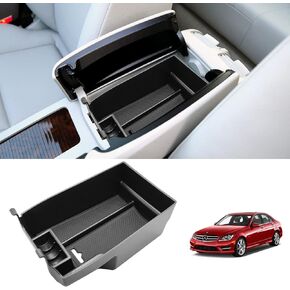 TTCR-II Compatible with Mercedes Benz C Class Center Console Organizer 2008-2014, Center Armrest Storage Tray for W204 C250 C300 C400 C43 C63 AMG Center Console Secondary Organizer Tray (Sedan Only)