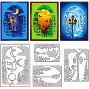 GLOBLELAND Forest Birds and Deer Cutting Dies for Card Making Street Lights Metal Die Cuts Cutting Dies Templates for Scrapbooking Journal Embossing Paper Craft Decor