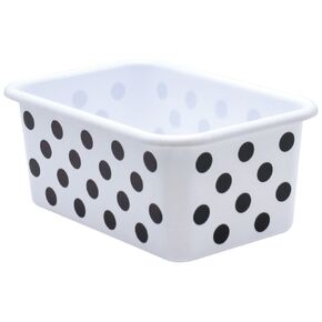 Teacher Created Resources® Black Polka Dots on White Small Plastic Storage Bin