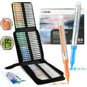 60 Colors Direct Liquid Soft Head Acrylic Marker Pens, Rock Painting Brush Tip Acrylic Paint Pen For Adults Painting Glass Ceramic Wood Canvas Art Supplies Crafts