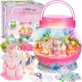 Mermaid Terrarium Kit Light Up Craft Kit for Kids Mermaid Birthday Toys Gift for Girls Ages 5 6 7 8 -12 Year Old(Mermaid)